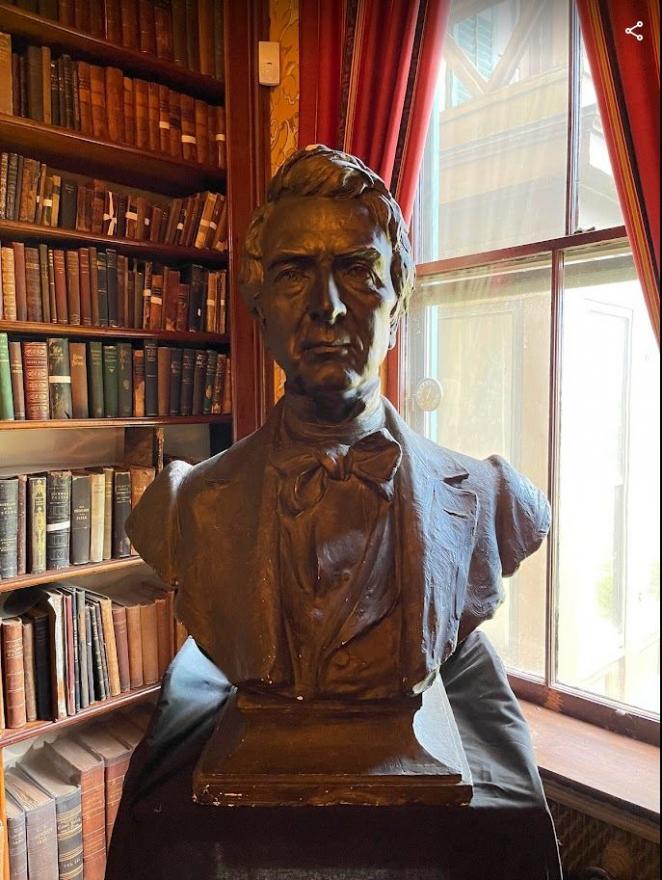 Bronzed over white plaster bust of  William. Henry Seward as Secretary of State