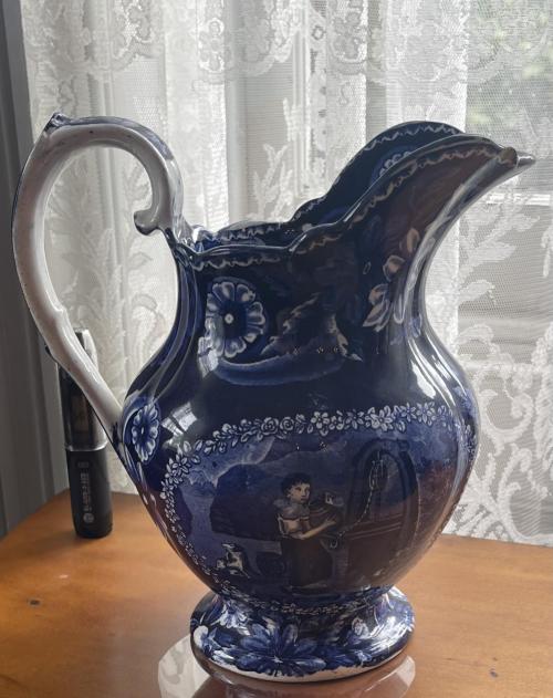 Pagoda Blue Transferware Porcelain Tea Cup and Saucer
